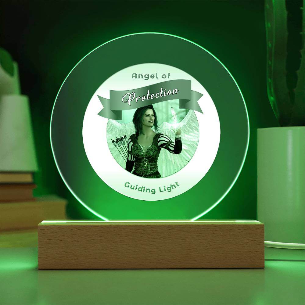 USB Circle Acrylic LED Light  -Guardian Angel - Protection