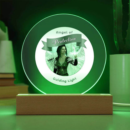 USB Circle Acrylic LED Light  -Guardian Angel - Protection