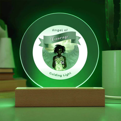 USB Circle Acrylic LED Light  -Guardian Angel - Courage