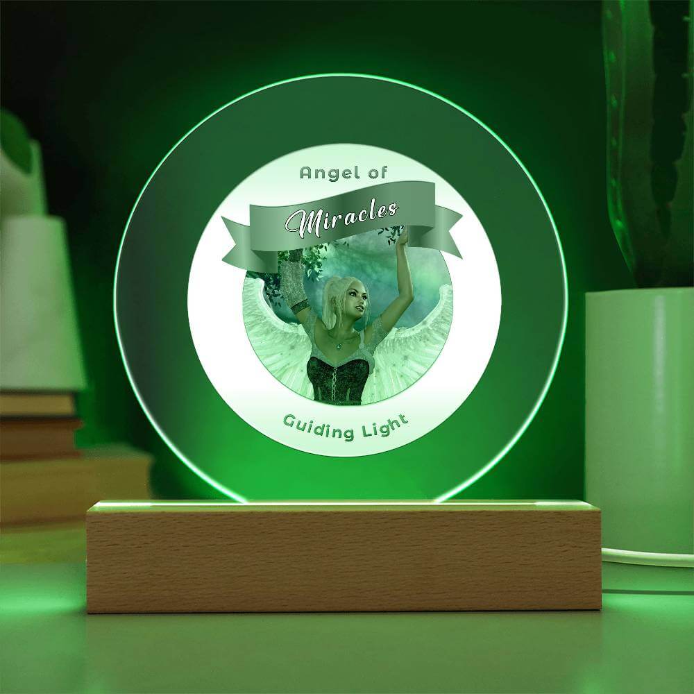 USB Circle Acrylic LED Light  -Guardian Angel - Miracles