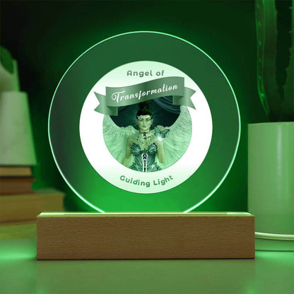 USB Circle Acrylic LED Light - Guardian Angel - Transformation