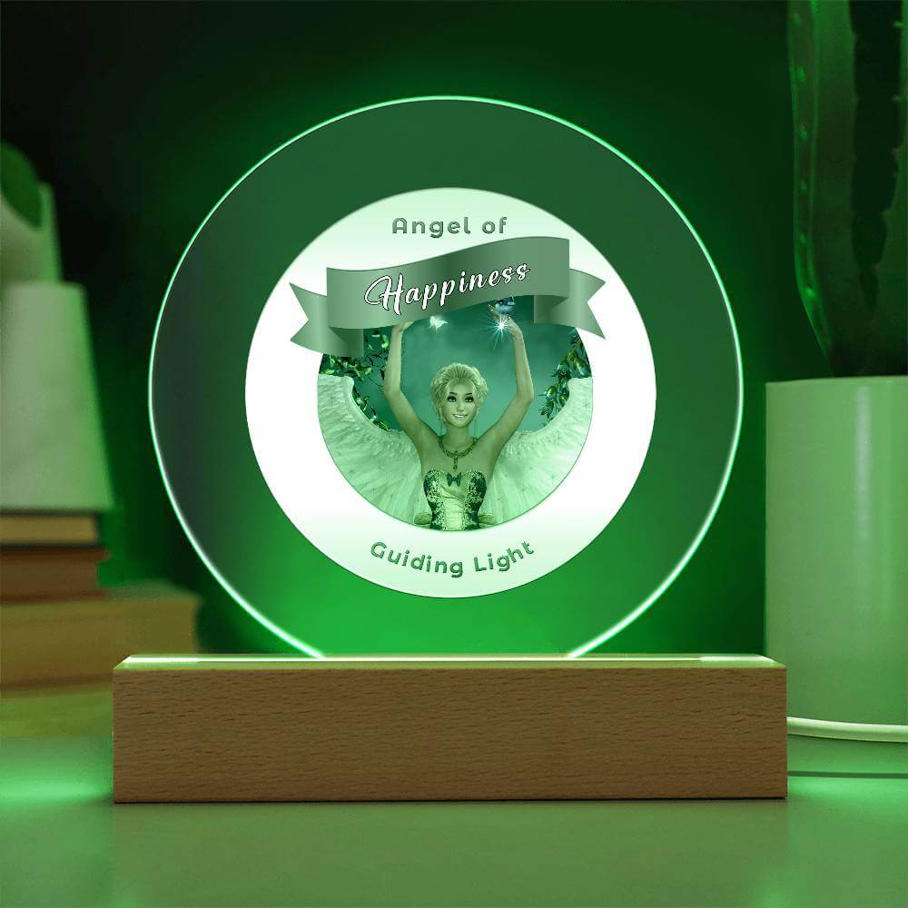 USB Circle Acrylic LED Light  -Guardian Angel -  Happiness