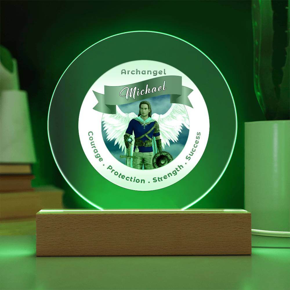 USB Circle Acrylic LED Light  - Archangel Michael
