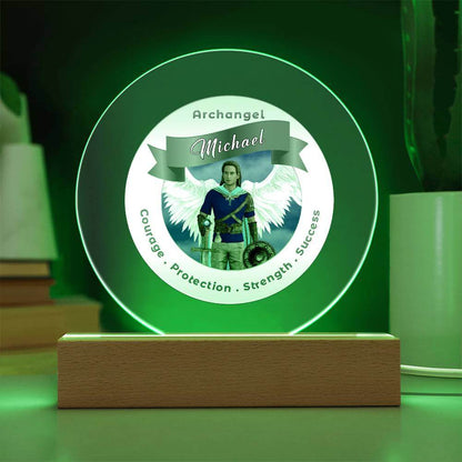 USB Circle Acrylic LED Light  - Archangel Michael