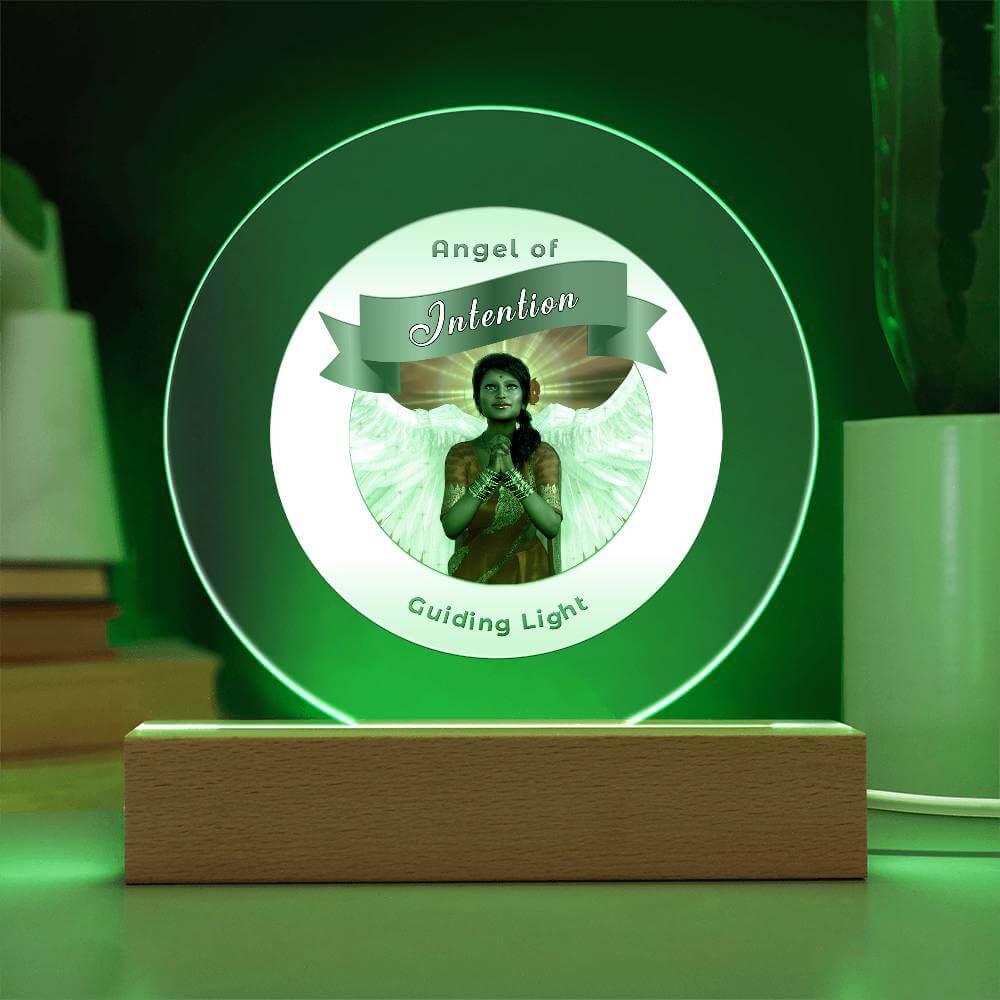 USB Circle Acrylic LED Light  -Guardian Angel - Intention