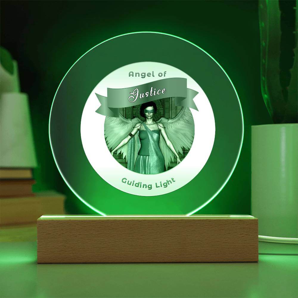 USB Circle Acrylic LED Light  -Guardian Angel - Justice