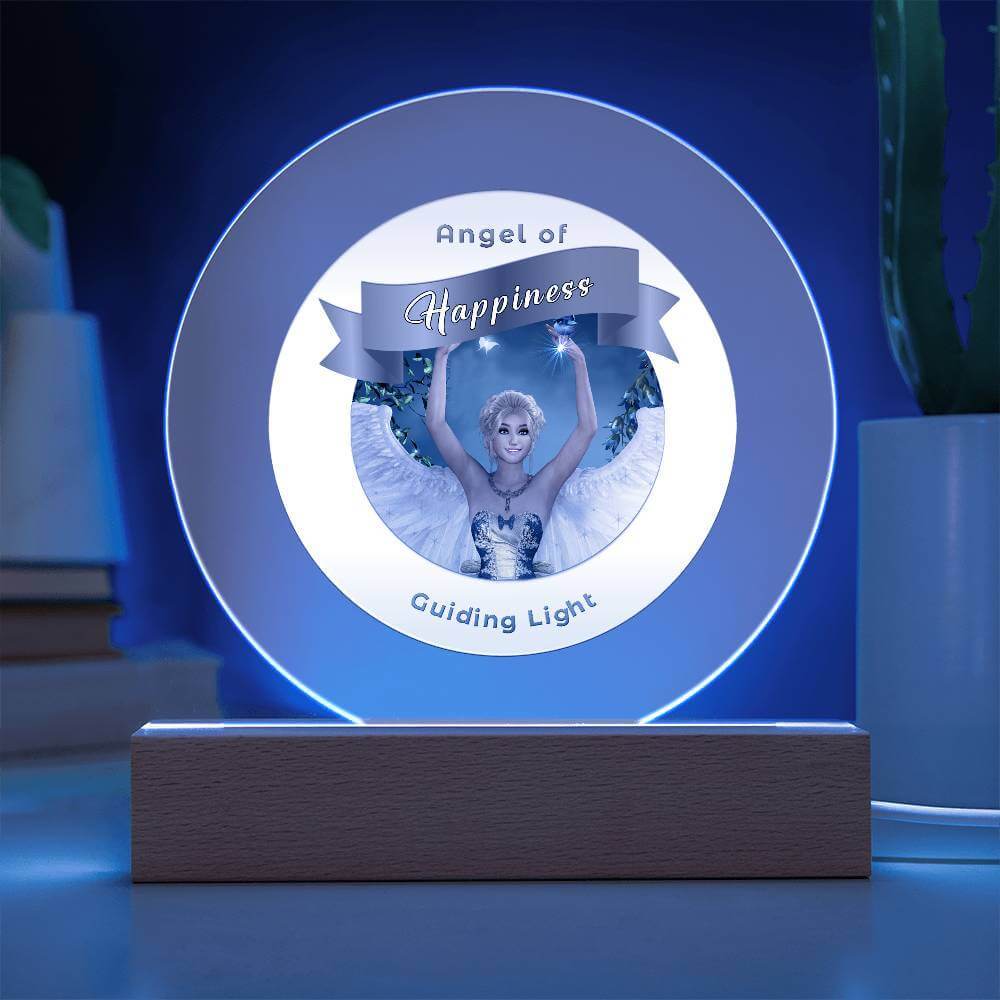 USB Circle Acrylic LED Light  -Guardian Angel -  Happiness