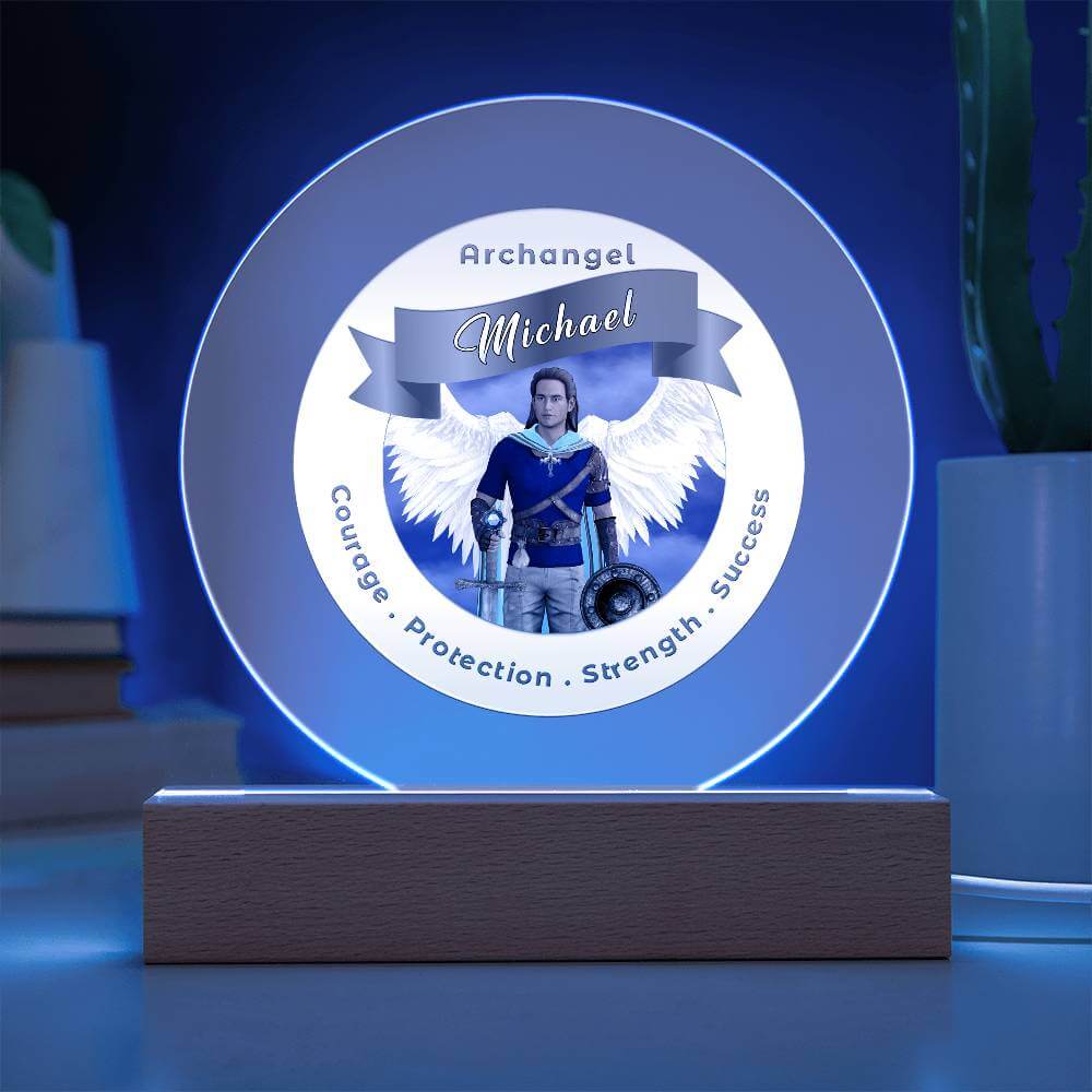 USB Circle Acrylic LED Light  - Archangel Michael
