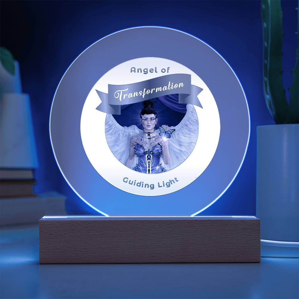 USB Circle Acrylic LED Light - Guardian Angel - Transformation