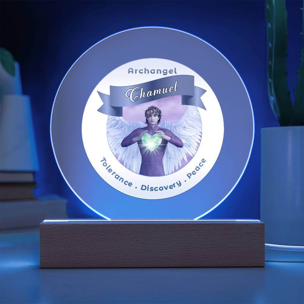 USB Circle Acrylic LED Light -  Archangel Chamuel