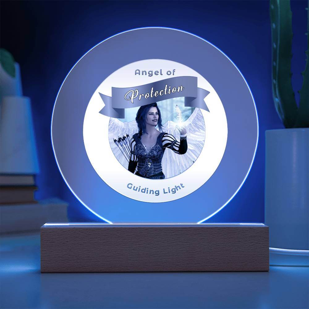 USB Circle Acrylic LED Light  -Guardian Angel - Protection