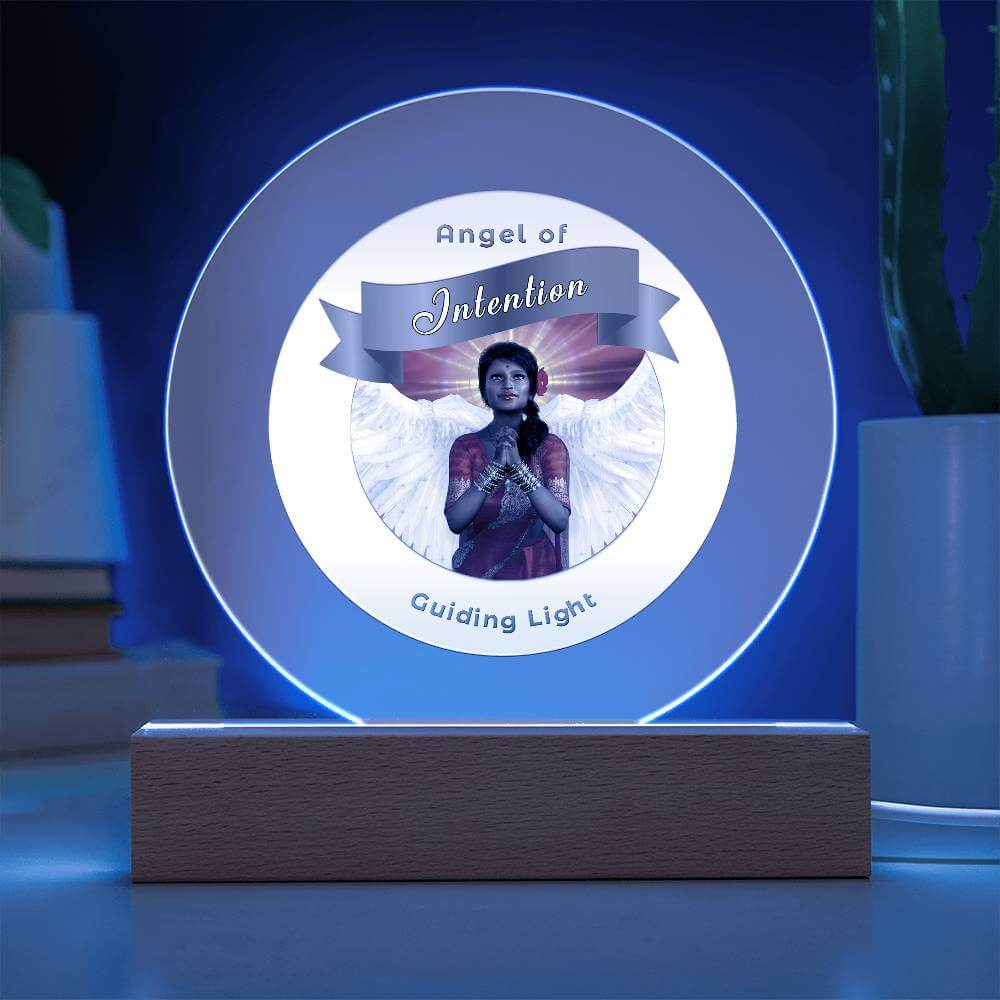 USB Circle Acrylic LED Light  -Guardian Angel - Intention