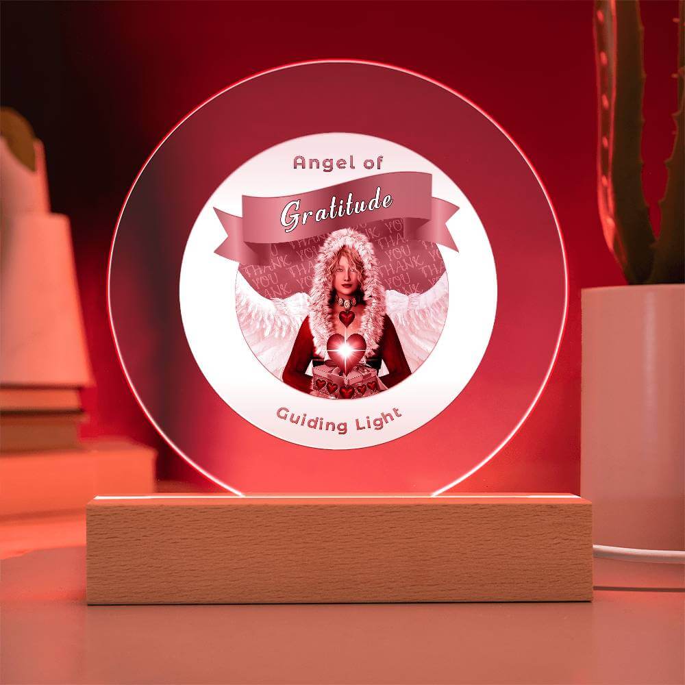 USB Circle Acrylic LED Light  -Guardian Angel -  Gratitude