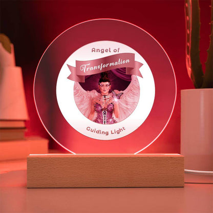 USB Circle Acrylic LED Light - Guardian Angel - Transformation