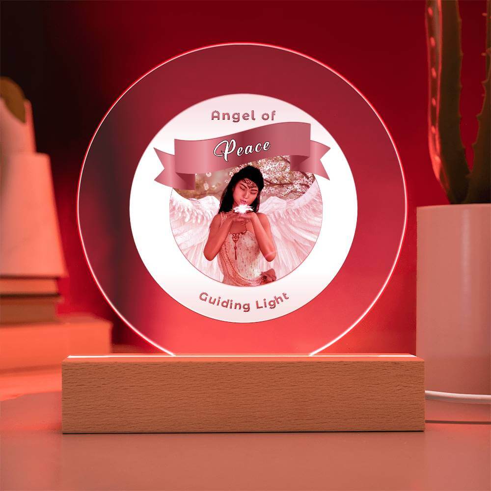 USB Circle Acrylic LED Light  -Guardian Angel - Peace