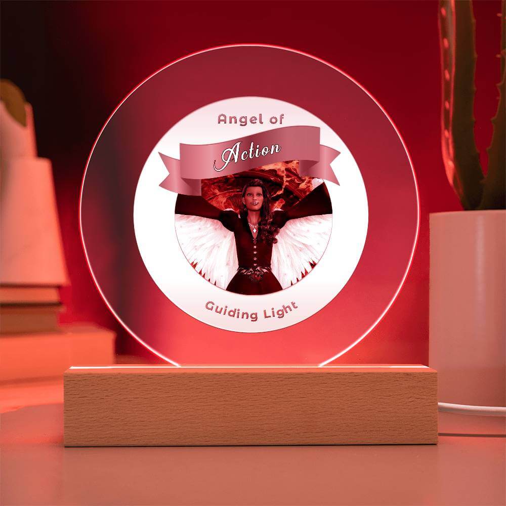 USB Circle Acrylic LED Light - Angel - Action