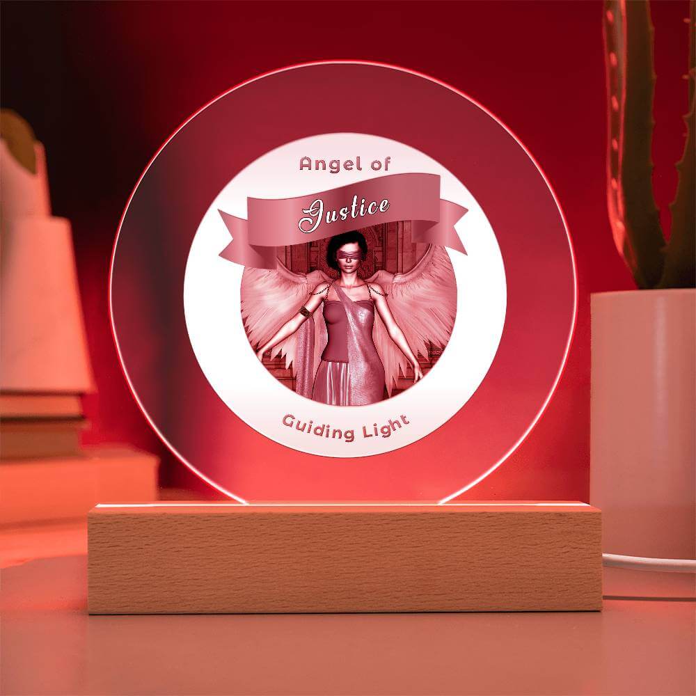 USB Circle Acrylic LED Light  -Guardian Angel - Justice