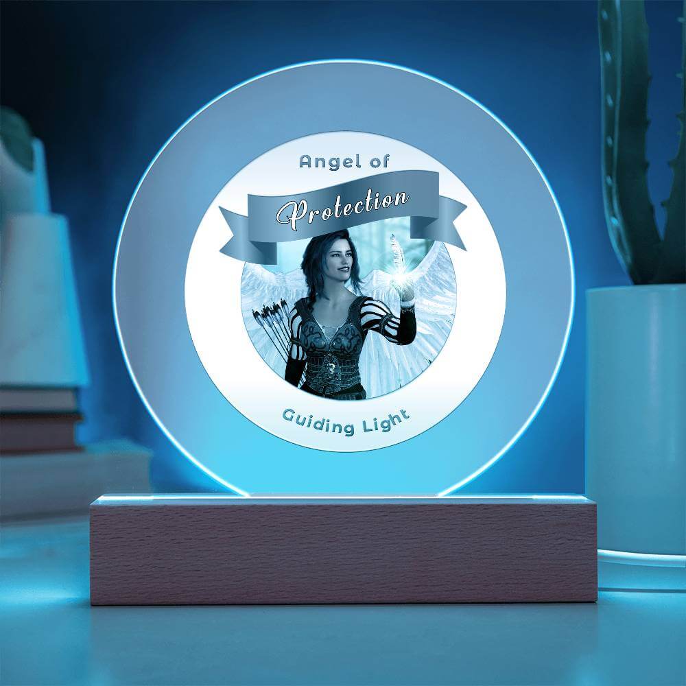USB Circle Acrylic LED Light  -Guardian Angel - Protection