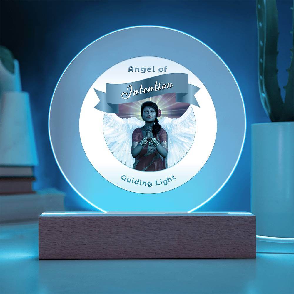 USB Circle Acrylic LED Light  -Guardian Angel - Intention