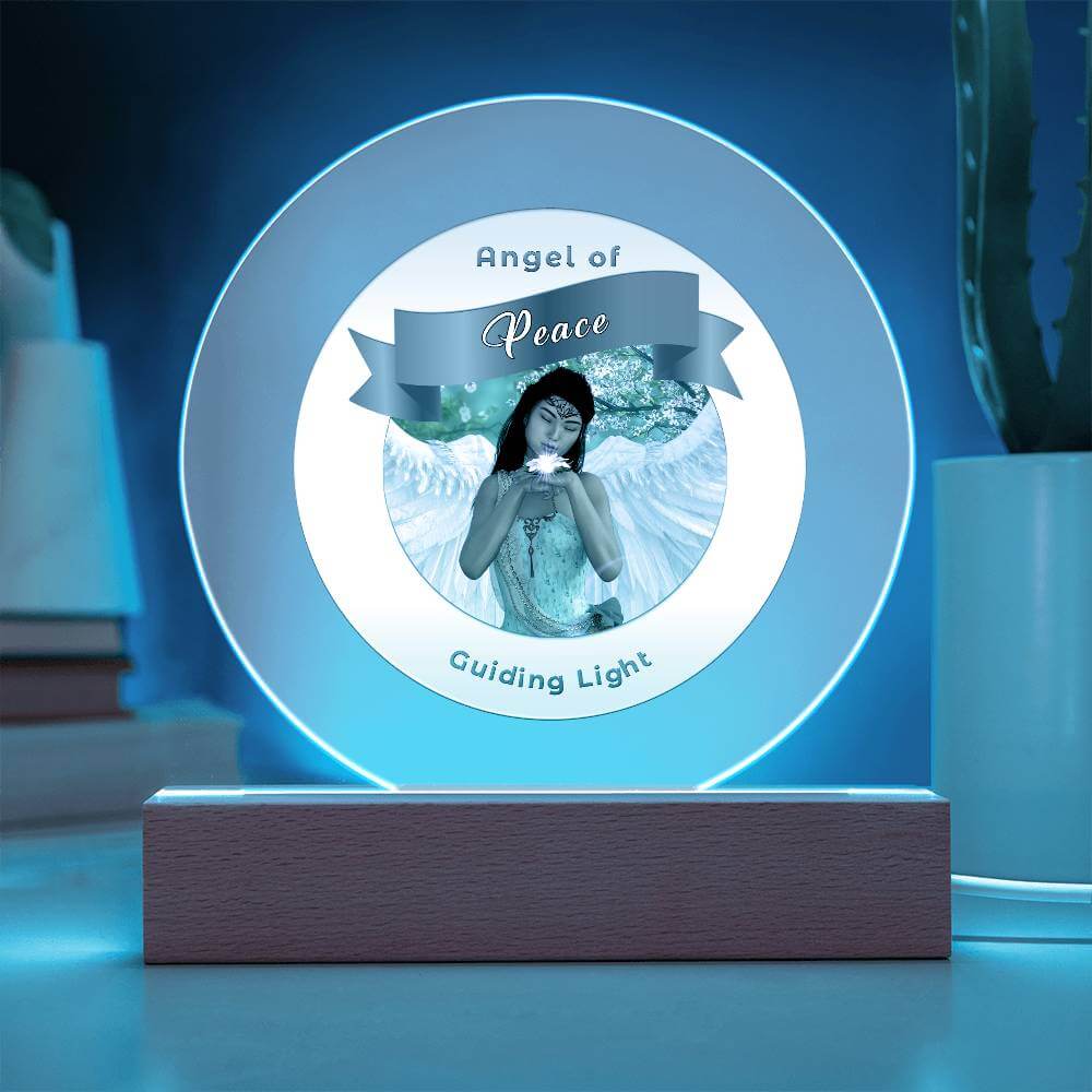 USB Circle Acrylic LED Light  -Guardian Angel - Peace