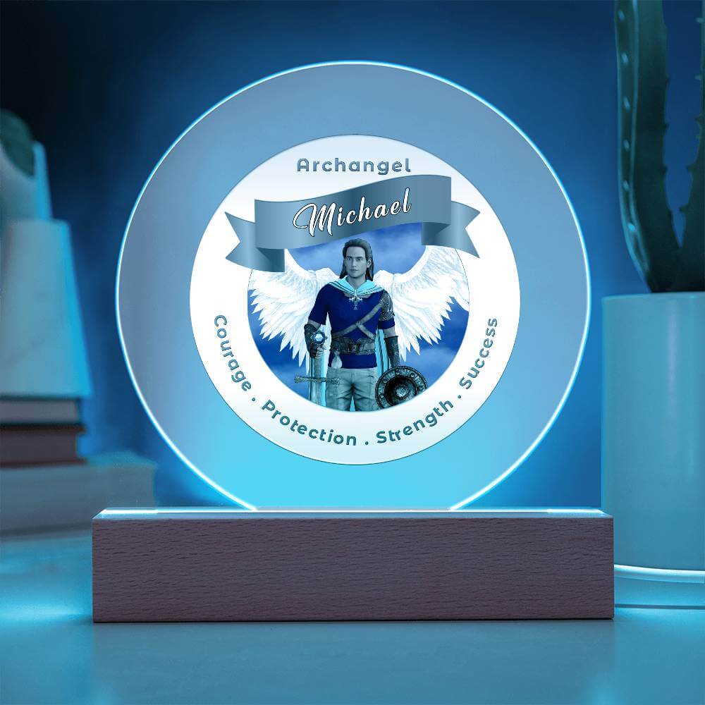 USB Circle Acrylic LED Light  - Archangel Michael
