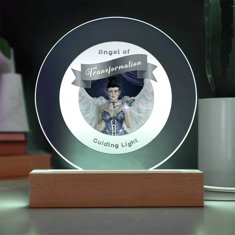 USB Circle Acrylic LED Light - Guardian Angel - Transformation