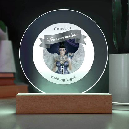 USB Circle Acrylic LED Light - Guardian Angel - Transformation