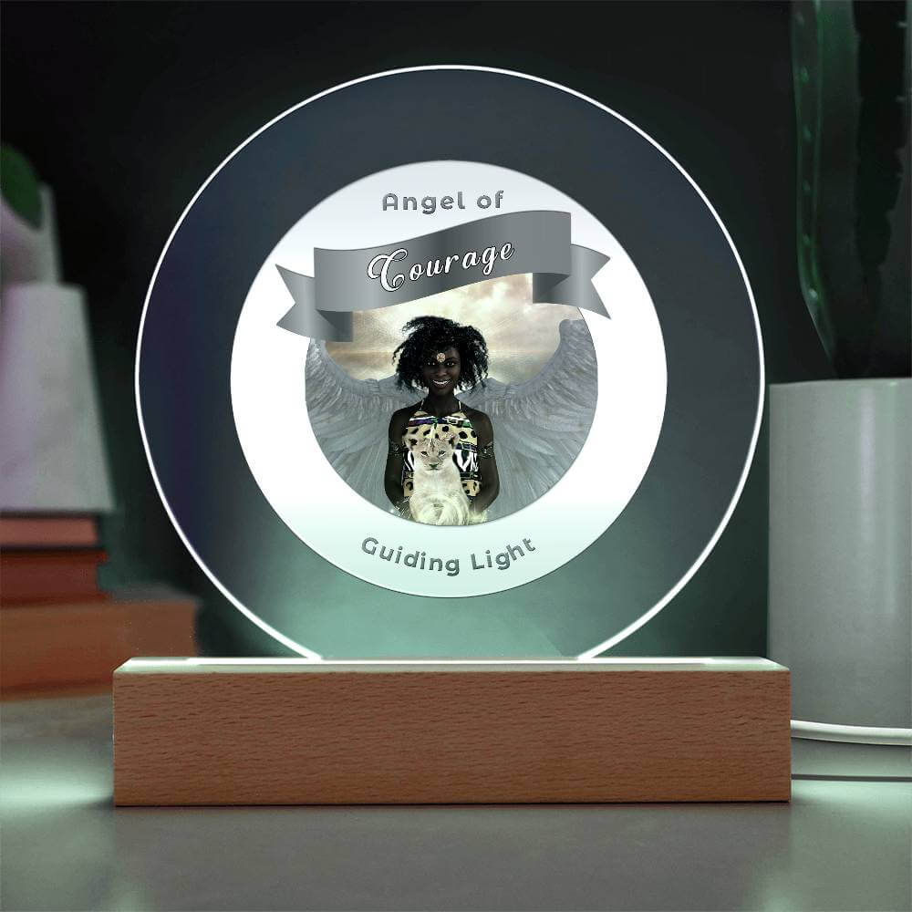 USB Circle Acrylic LED Light  -Guardian Angel - Courage