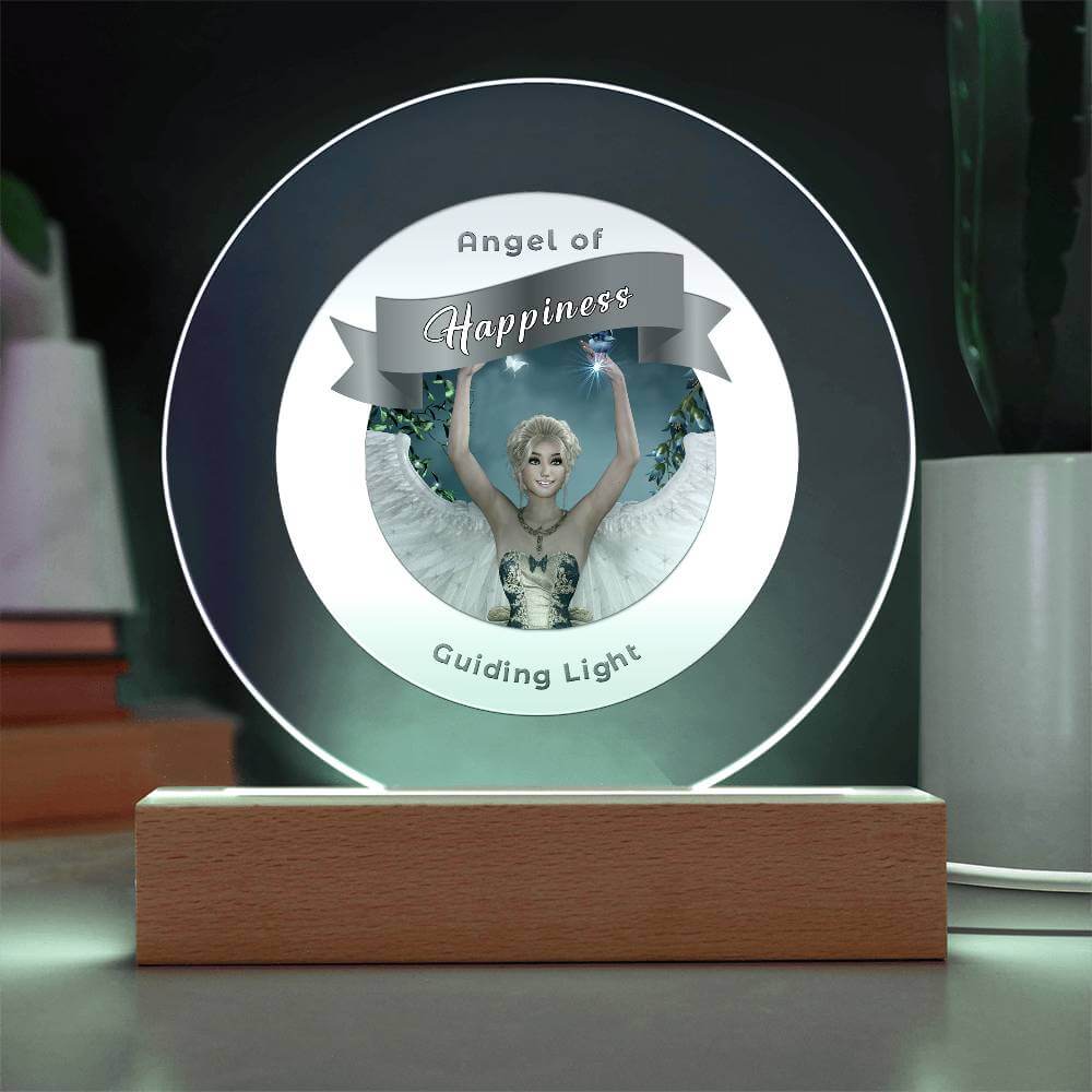 USB Circle Acrylic LED Light  -Guardian Angel -  Happiness