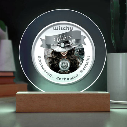 USB Circle Acrylic LED Light -  Witchy  Vibes - Brown