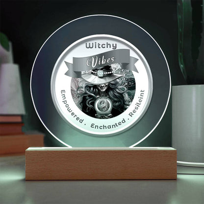 USB Circle Acrylic LED Light -  Witchy  Vibes - Grey