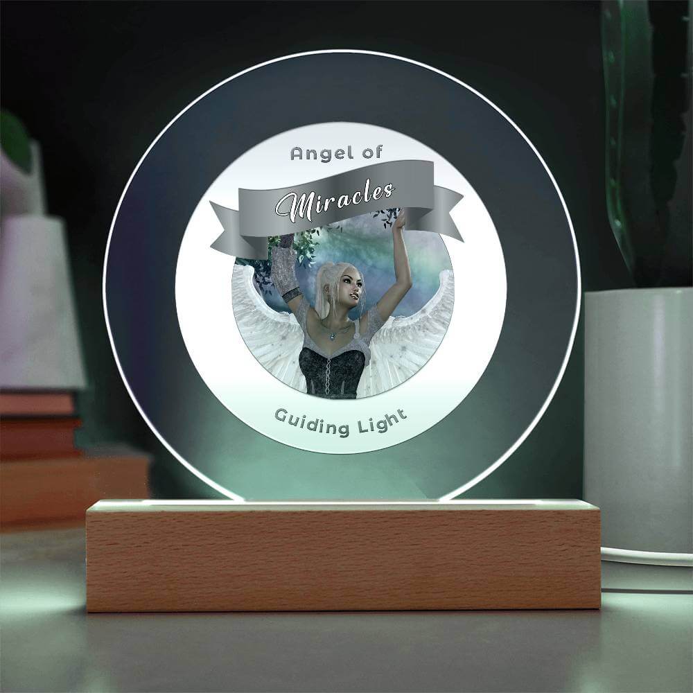 USB Circle Acrylic LED Light  -Guardian Angel - Miracles