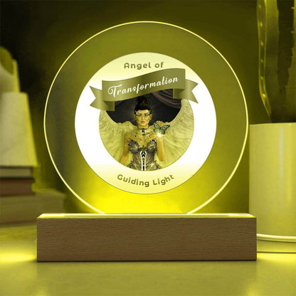 USB Circle Acrylic LED Light - Guardian Angel - Transformation