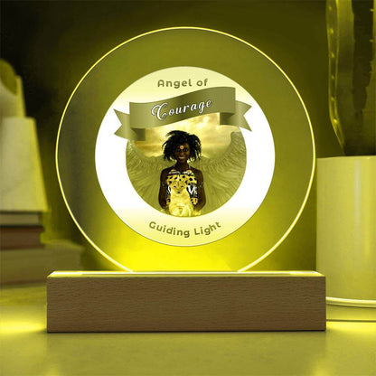 USB Circle Acrylic LED Light  -Guardian Angel - Courage