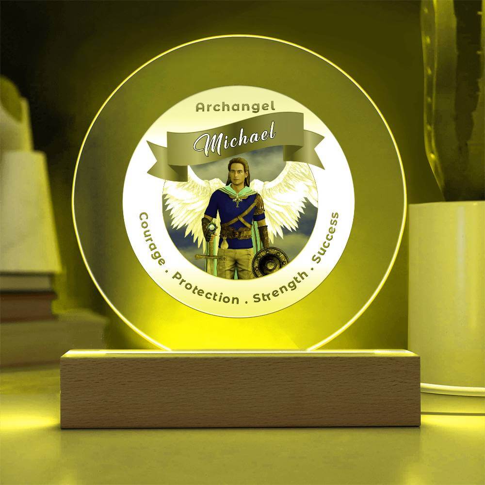 USB Circle Acrylic LED Light  - Archangel Michael