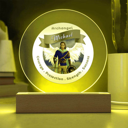 USB Circle Acrylic LED Light  - Archangel Michael
