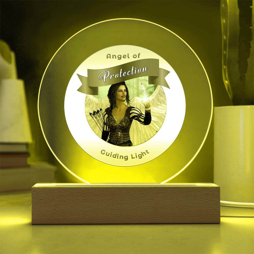 USB Circle Acrylic LED Light  -Guardian Angel - Protection