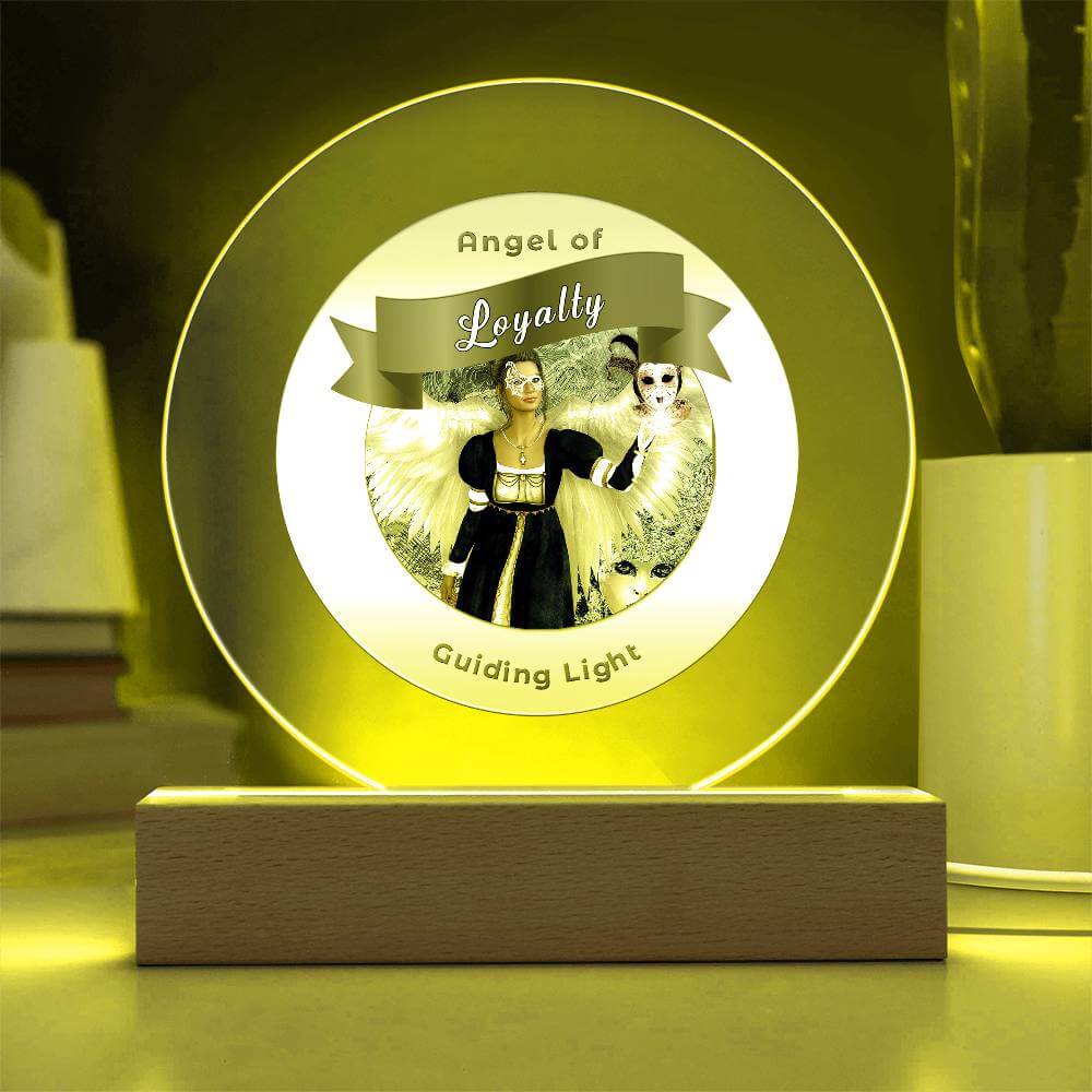 USB Circle Acrylic LED Light  -Guardian Angel - Loyalty