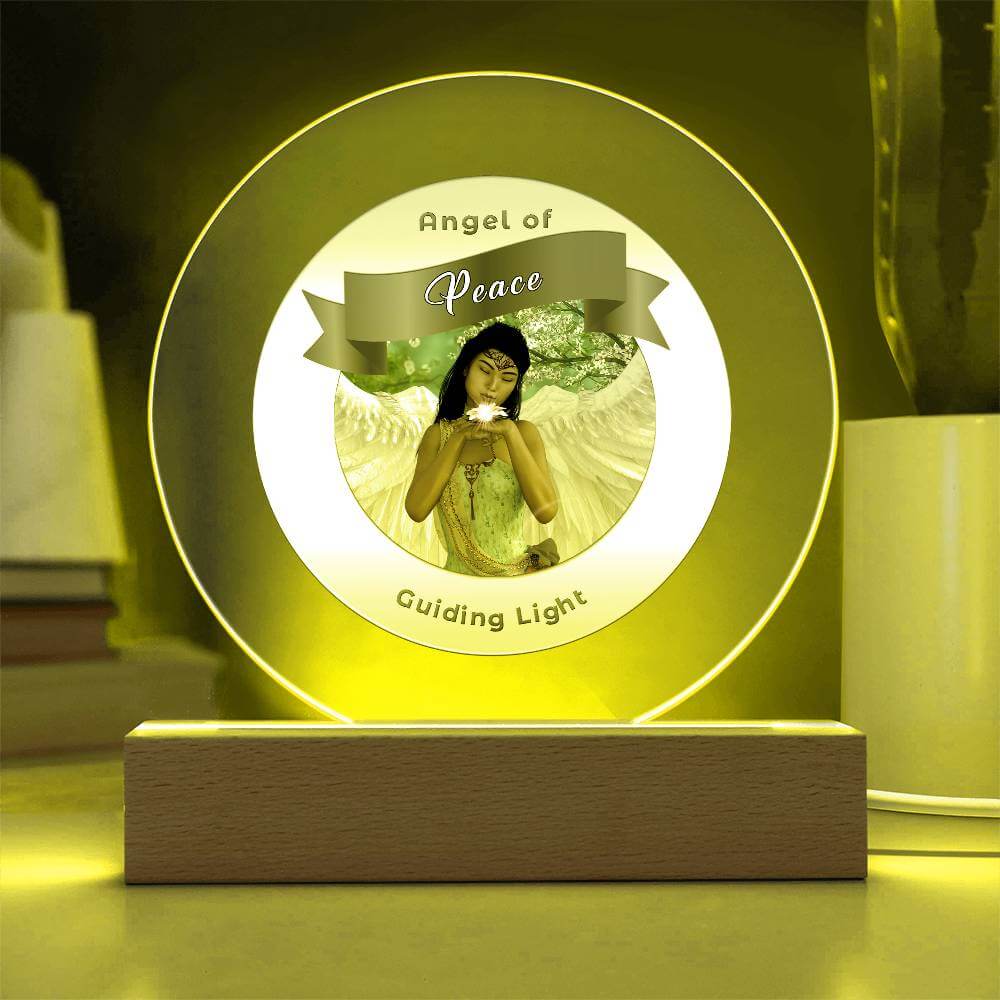 USB Circle Acrylic LED Light  -Guardian Angel - Peace