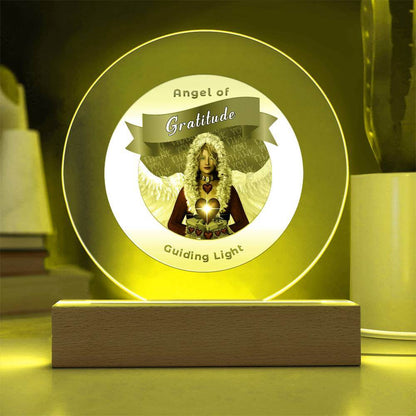 USB Circle Acrylic LED Light  -Guardian Angel -  Gratitude