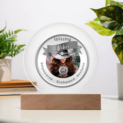 USB Circle Acrylic LED Light -  Witchy  Vibes - Brown