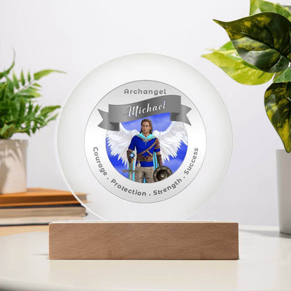 USB Circle Acrylic LED Light  - Archangel Michael