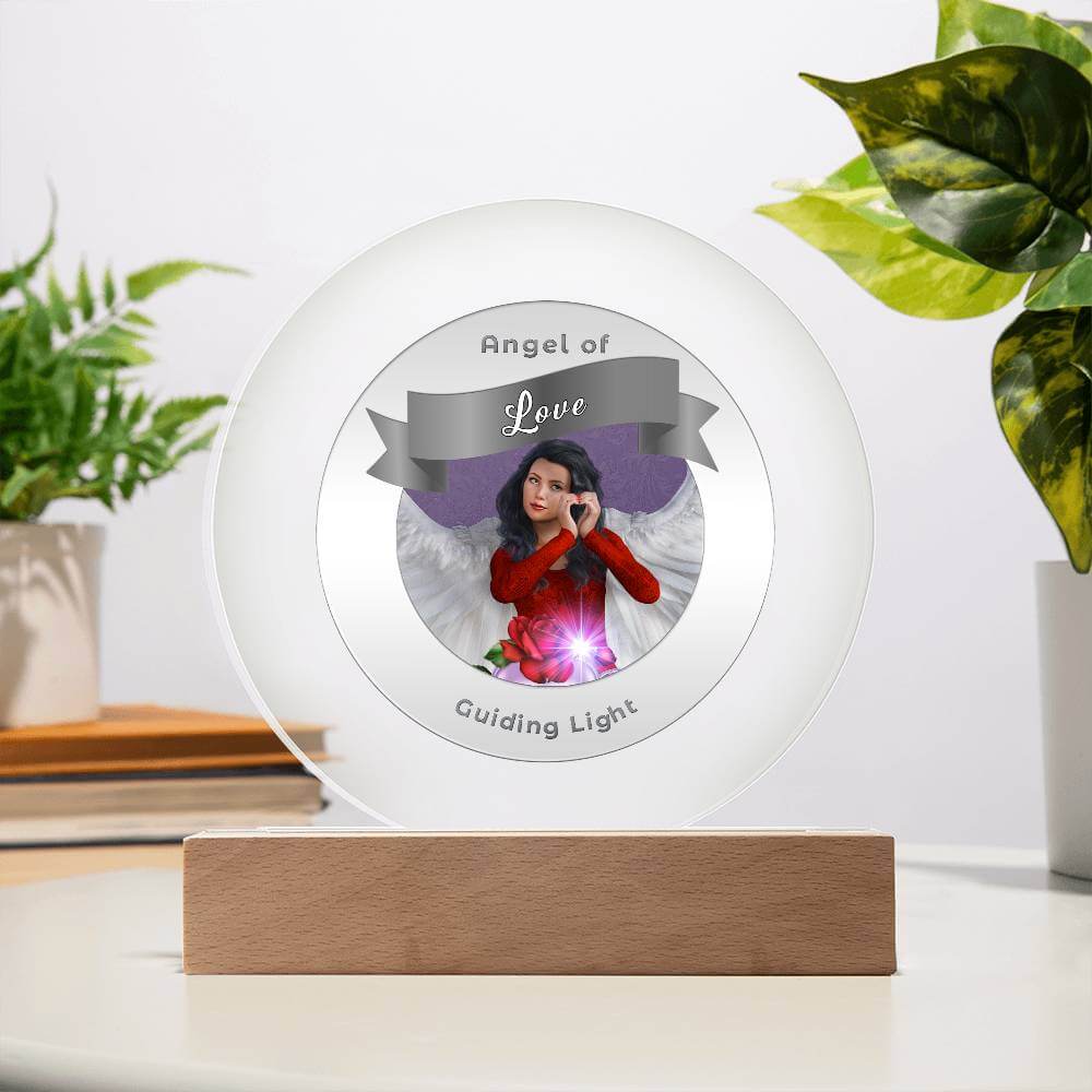 USB Circle Acrylic LED Light  -Guardian Angel - Love