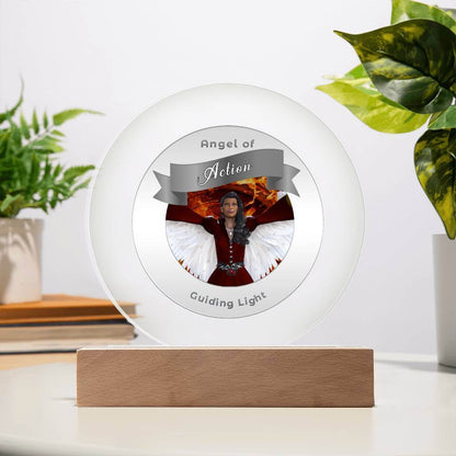 USB Circle Acrylic LED Light - Angel - Action