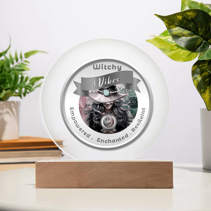 USB Circle Acrylic LED Light -  Witchy  Vibes - Grey