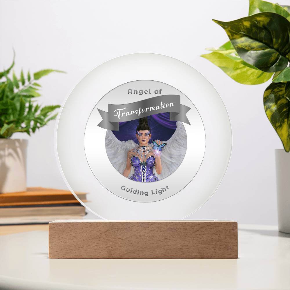 USB Circle Acrylic LED Light - Guardian Angel - Transformation