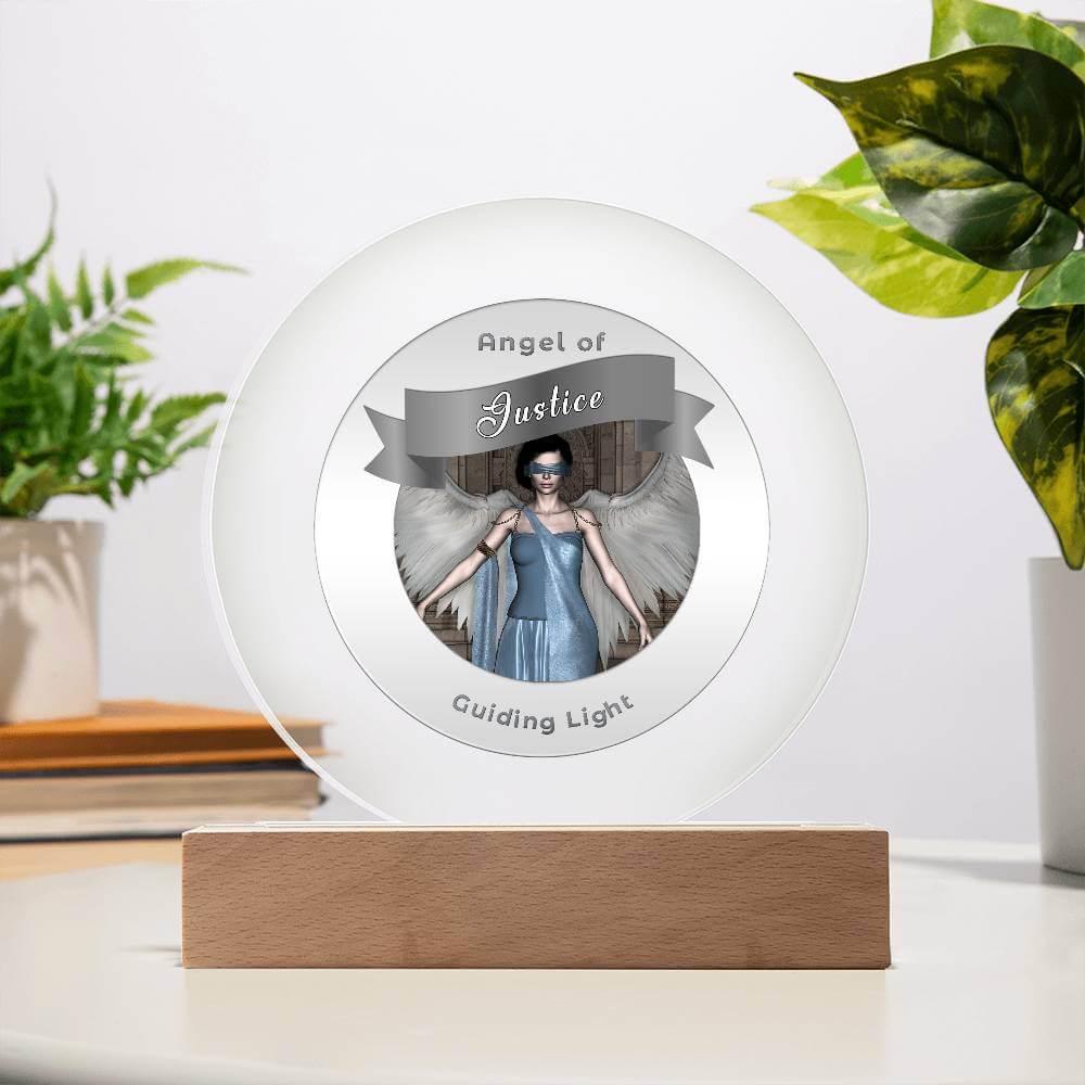 USB Circle Acrylic LED Light  -Guardian Angel - Justice
