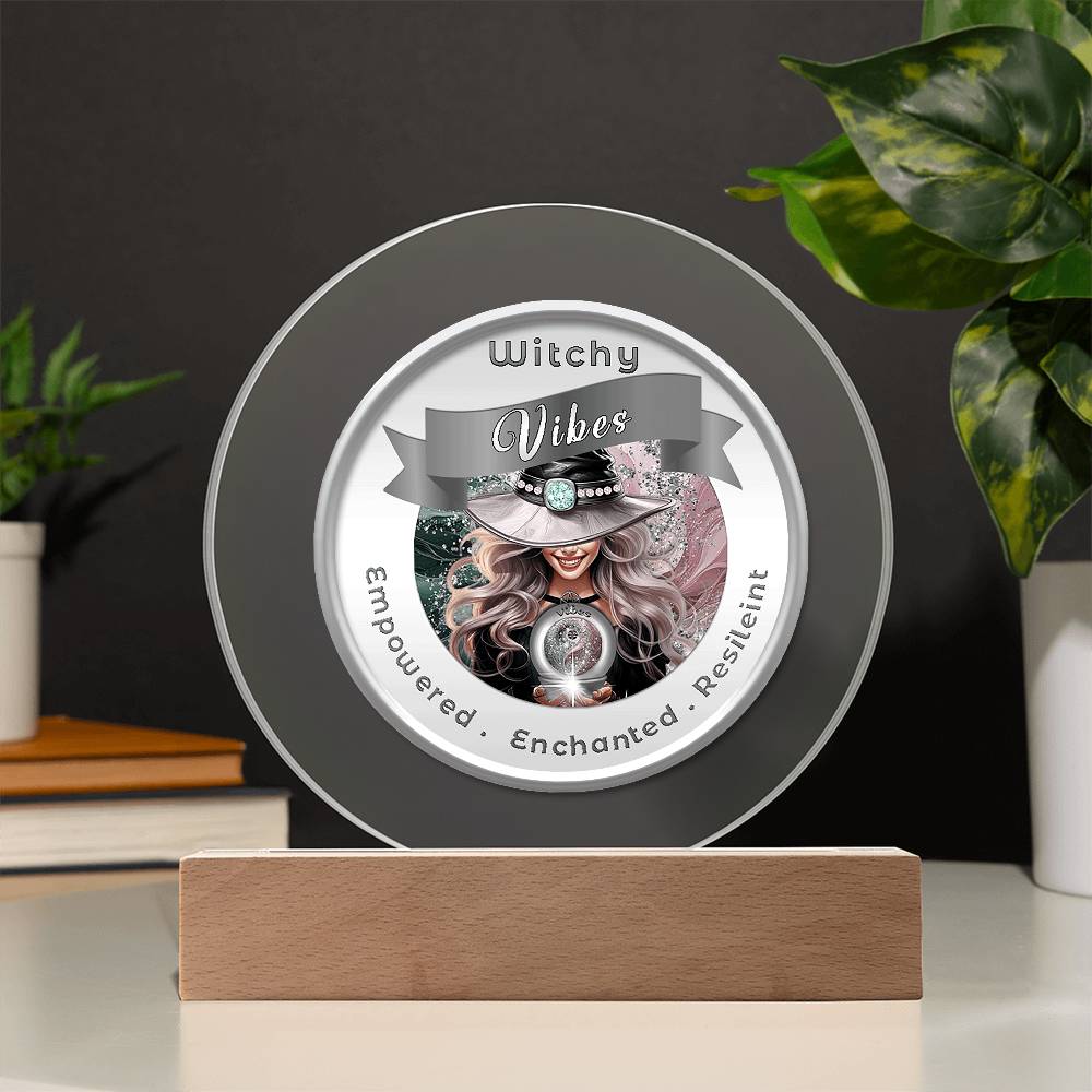 USB Circle Acrylic LED Light -  Witchy  Vibes - Blond