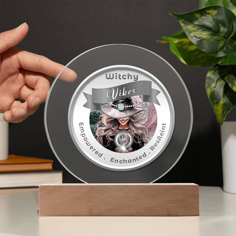 USB Circle Acrylic LED Light -  Witchy  Vibes - Blond