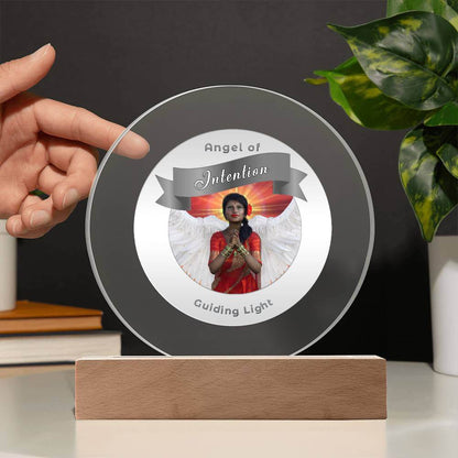 USB Circle Acrylic LED Light  -Guardian Angel - Intention